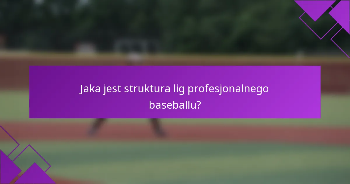 Jaka jest struktura lig profesjonalnego baseballu?