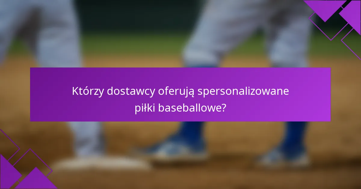 Którzy dostawcy oferują spersonalizowane piłki baseballowe?